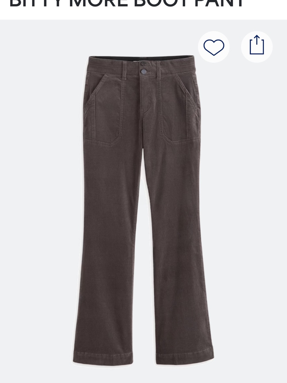Charcoal Corduroy Boot Cut Pants